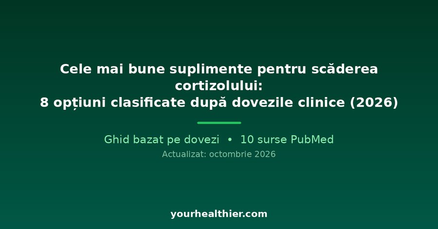 Cele mai bune suplimente pentru scăderea cortizolului: 8 opțiuni clasificate după dovezile clinice (2026)