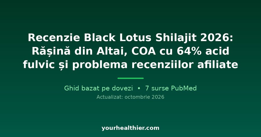 Recenzie Black Lotus Shilajit 2026: Rășină din Altai, COA cu 64% acid fulvic și problema recenziilor afiliate