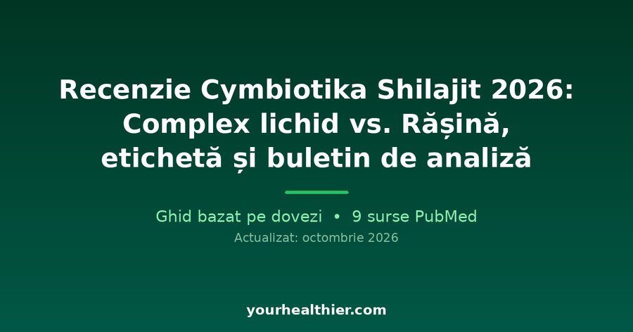 Recenzie Cymbiotika Shilajit 2026: Complex lichid vs. Rășină, etichetă și buletin de analiză