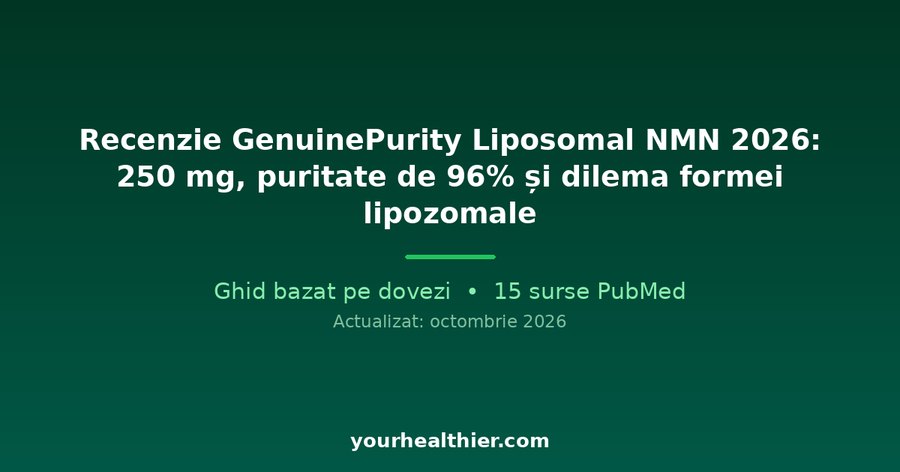 Recenzie GenuinePurity Liposomal NMN 2026: 250 mg, puritate de 96% și dilema formei lipozomale