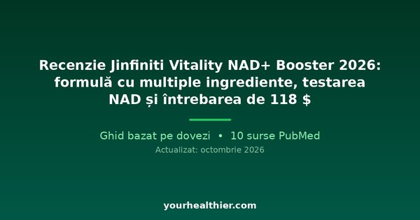 Recenzie Jinfiniti Vitality NAD+ Booster 2026: formulă cu multiple ingrediente, testarea NAD și întrebarea de 118 $