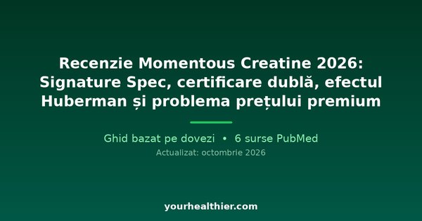Recenzie Momentous Creatine 2026: Signature Spec, certificare dublă, efectul Huberman și problema prețului premium