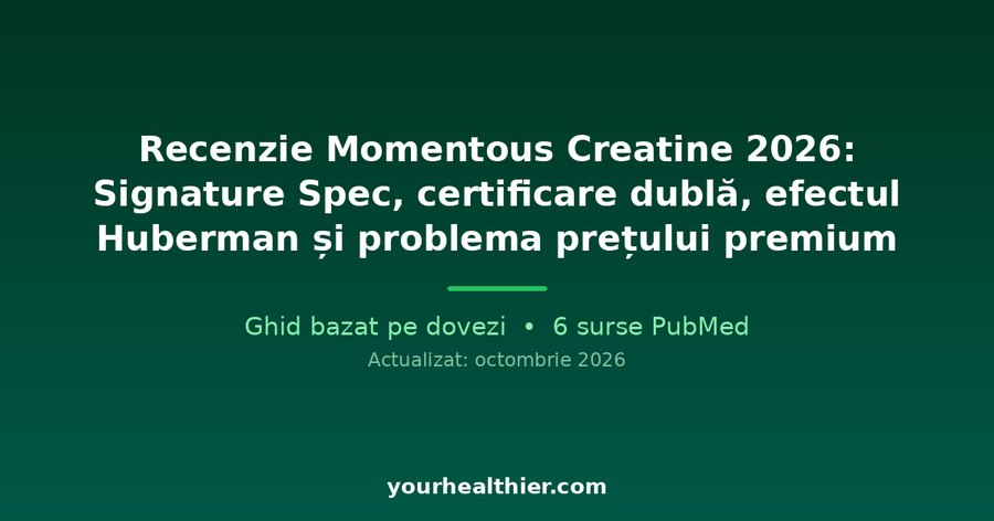 Recenzie Momentous Creatine 2026: Signature Spec, certificare dublă, efectul Huberman și problema prețului premium