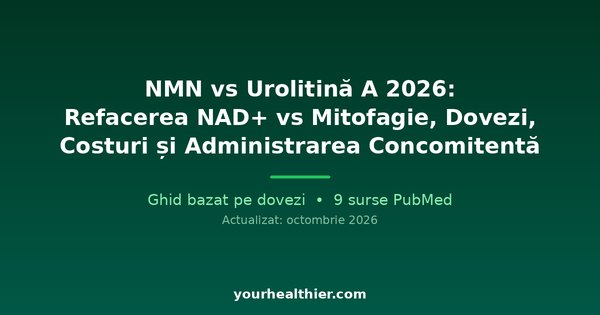 NMN vs Urolitină A 2026: Refacerea NAD+ vs Mitofagie, Dovezi, Costuri și Administrarea Concomitentă