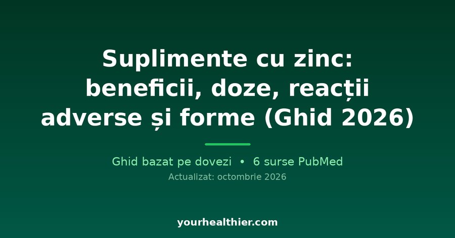 Suplimente cu zinc: beneficii, doze, reacții adverse și forme (Ghid 2026)